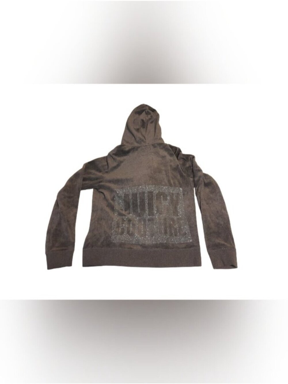 Juicy Couture Gray Hooded Velour Jacket with Rhinestone Logo Y2K